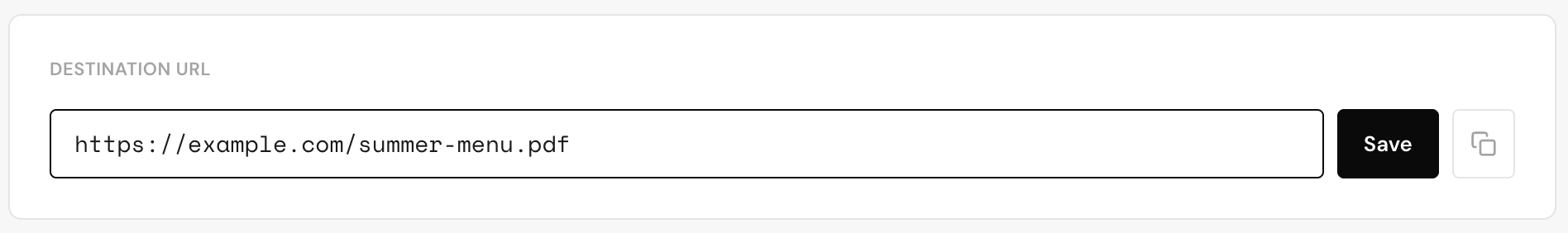 Paste the new URL, hit Save. Every printed code updates instantly.